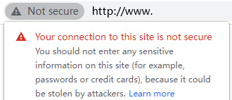 Do not trust http websites, show as Not secure