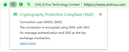 Enhanced display SM2 algorithm encrypted websites